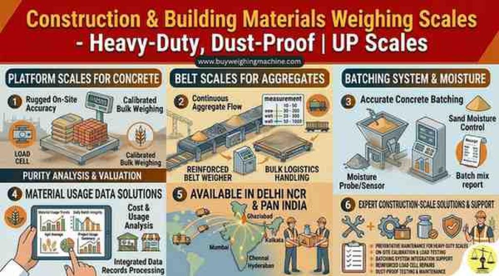 Construction & Building Materials Weighing Scales: Heavy-Duty, Dust-Proof Solutions | UP Scales Delhi NCR