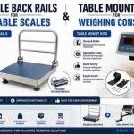 Foldable Back Rails for Portable Scales & Table Mount Kits for Weighing Consoles